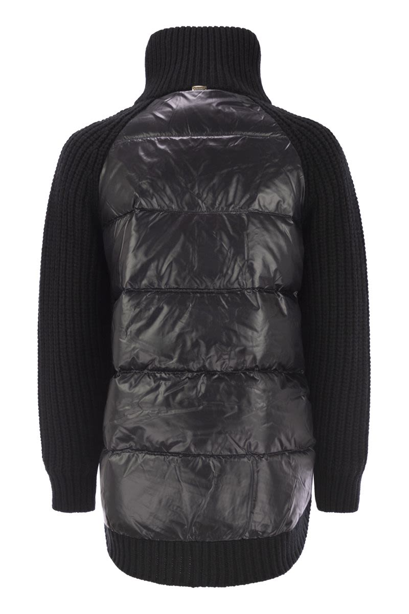 HERNO Wool Jacket with High Collar and Double-Slider Zipper Closure