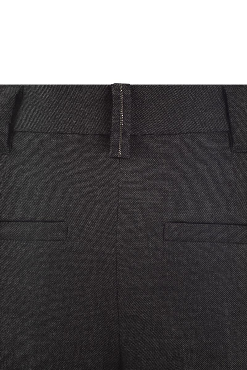 BRUNELLO CUCINELLI Elegant Stretch Wool Cigarette Trousers with Embellished Detail