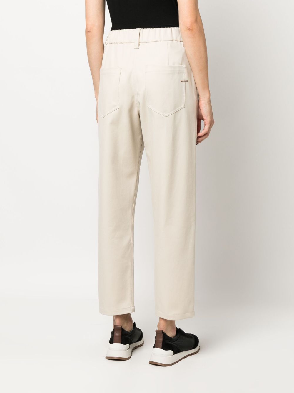 BRUNELLO CUCINELLI Cotton Trousers with Monili Chain Detail - Women’s Mid-Rise