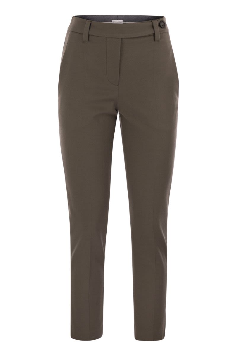 BRUNELLO CUCINELLI High-Waist Cigarette Trousers in Stretch Cotton