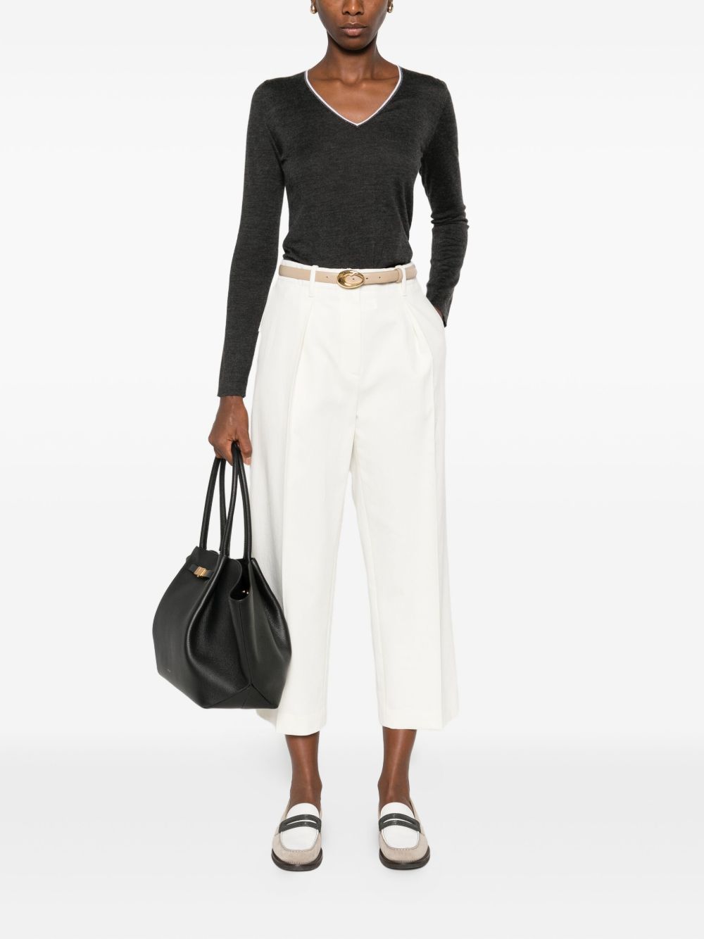 BRUNELLO CUCINELLI Cotton Blend Pleated Cropped Trousers - FW25 Edition
