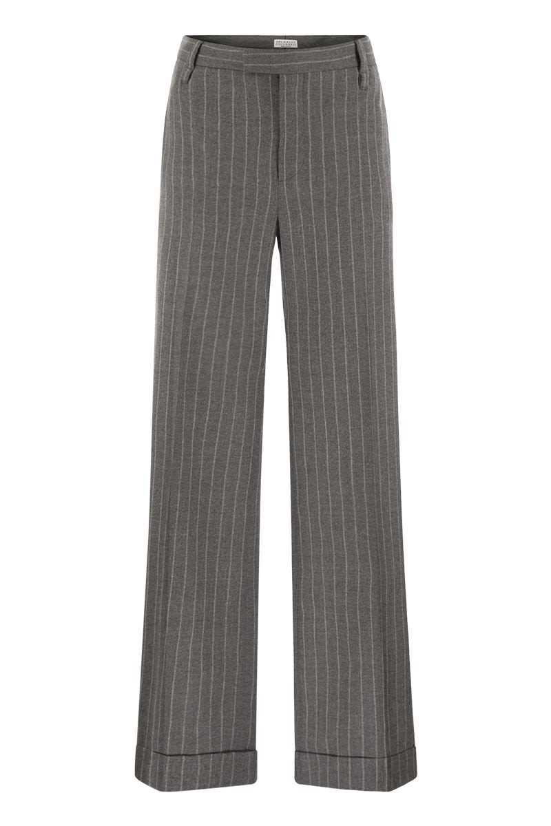 BRUNELLO CUCINELLI Loose Flared Trousers with Beadwork