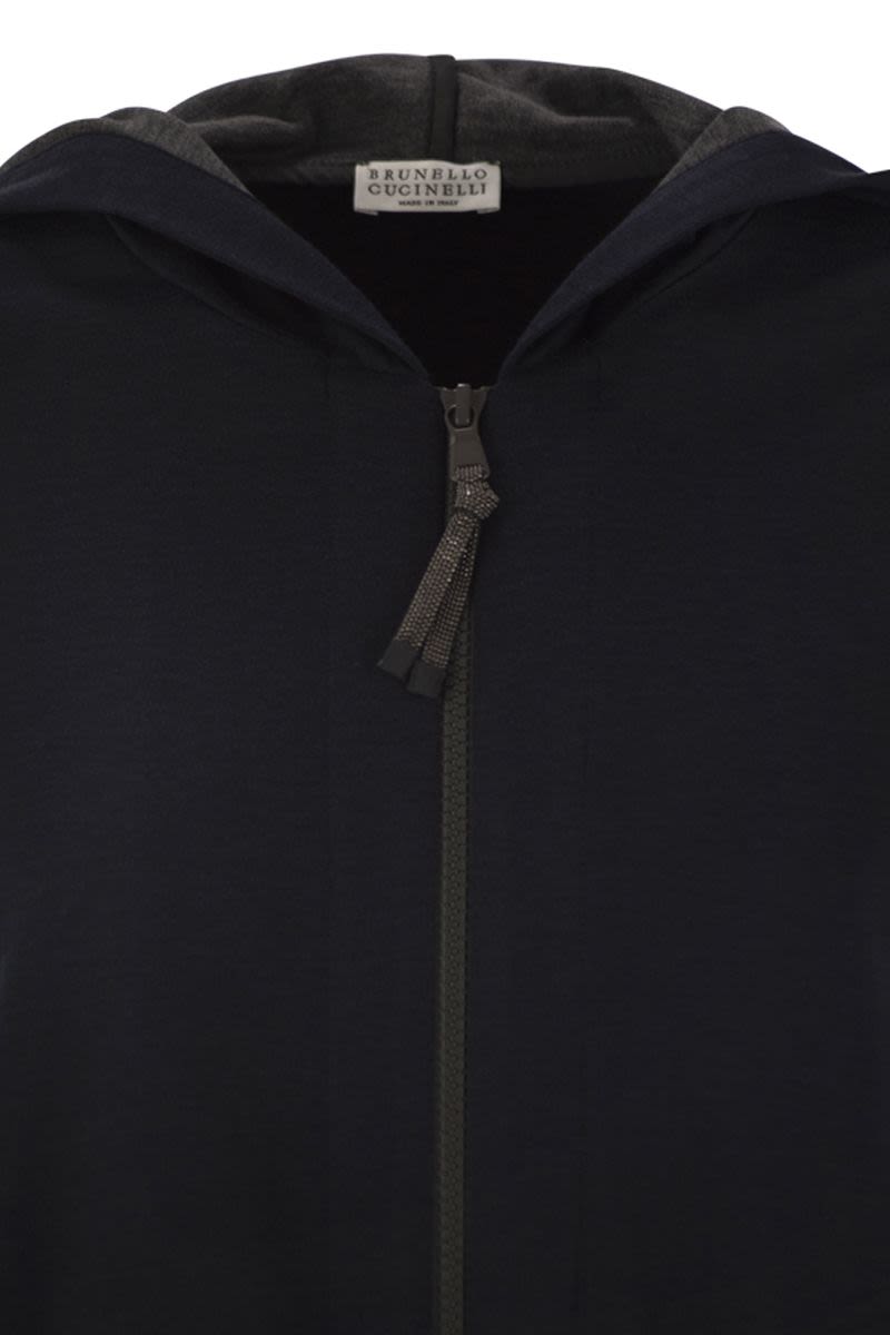 BRUNELLO CUCINELLI Cotton and Silk Interlock Mini Hooded Topwear with Jewel Stripe