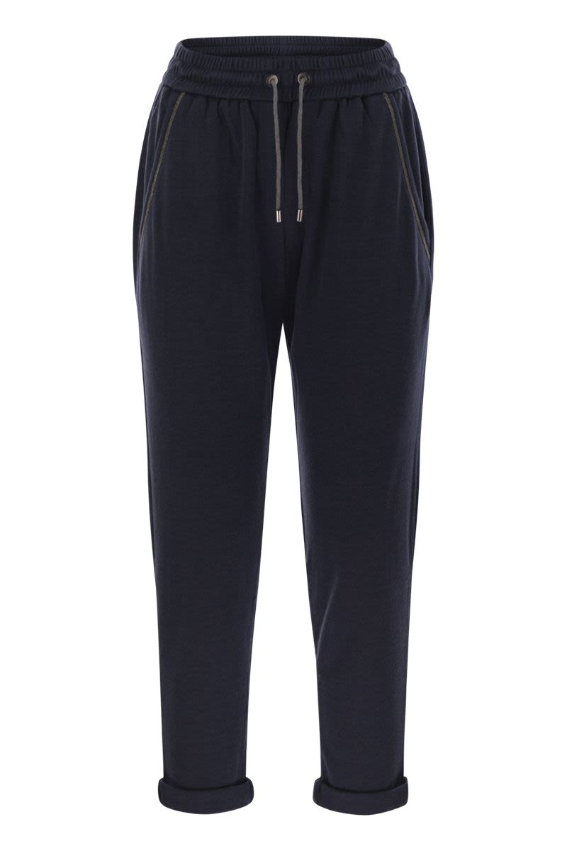 BRUNELLO CUCINELLI Elegant Cotton-Silk Interlock Trousers with Shiny Pocket Detail