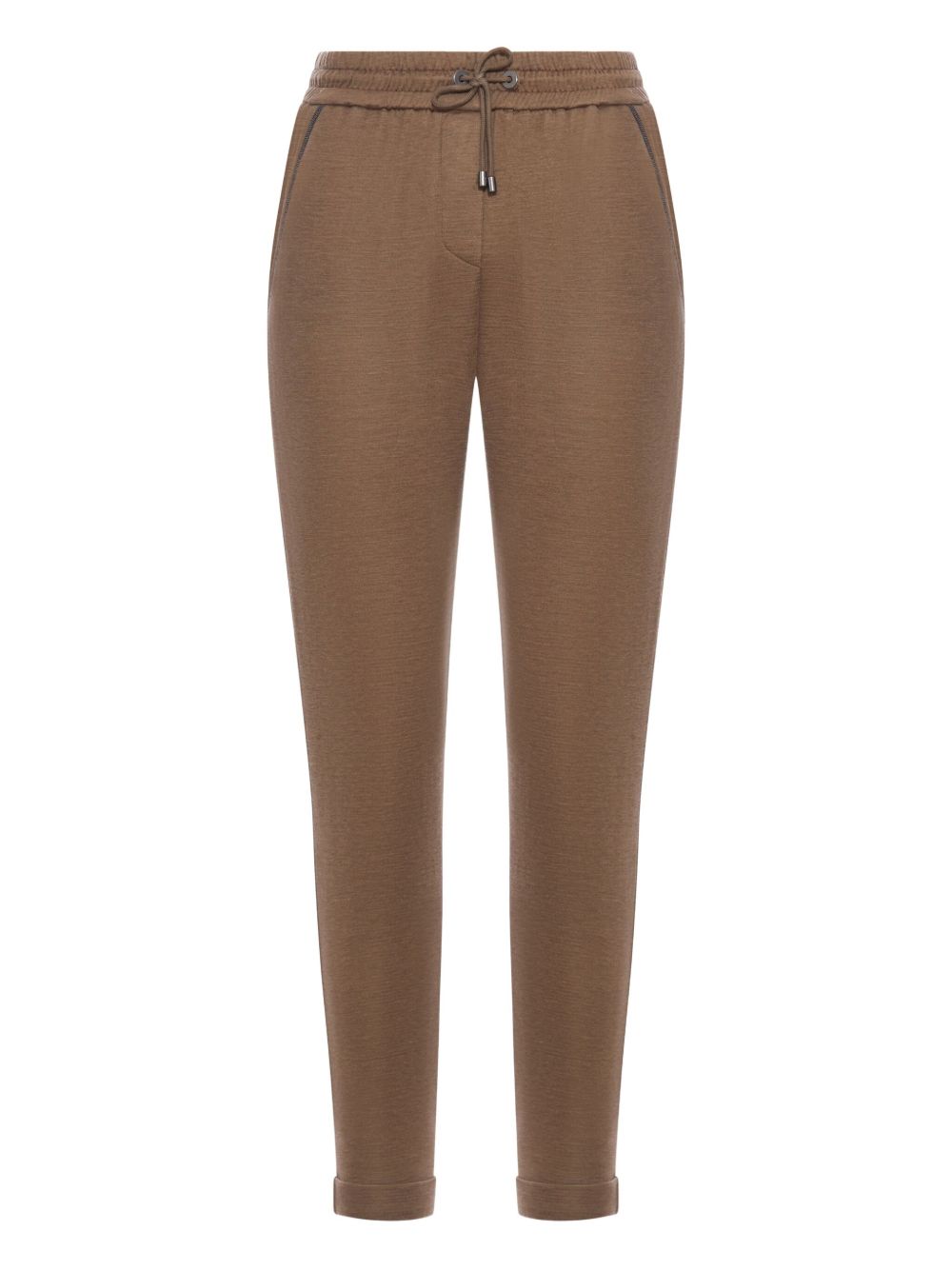 BRUNELLO CUCINELLI Cotton and Silk Blend Trousers with Elasticated Waistband for Women