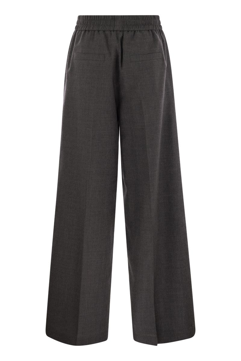 BRUNELLO CUCINELLI Loose Track Trousers in Virgin Wool - Women’s Relaxed Fit