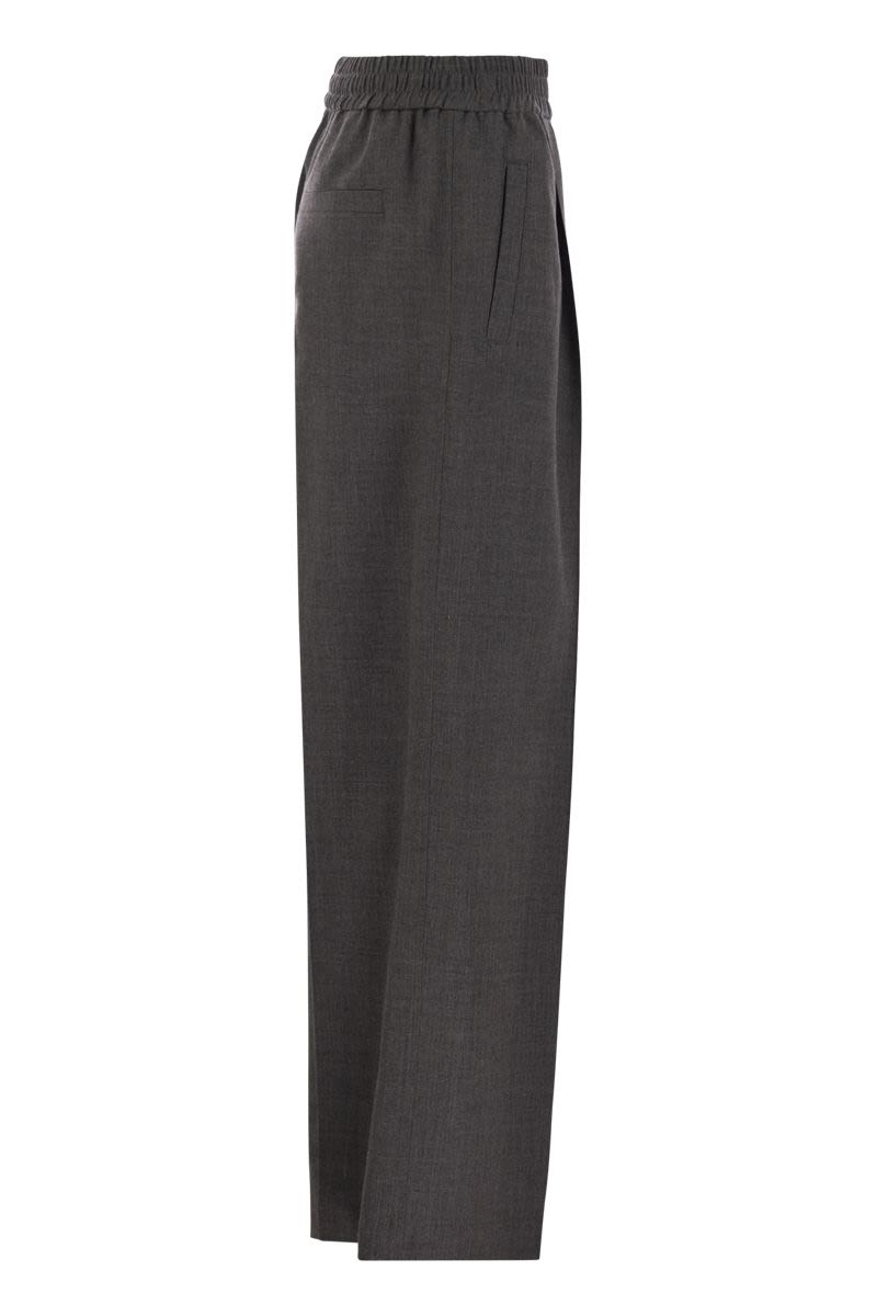 BRUNELLO CUCINELLI Loose Track Trousers in Virgin Wool - Women’s Relaxed Fit