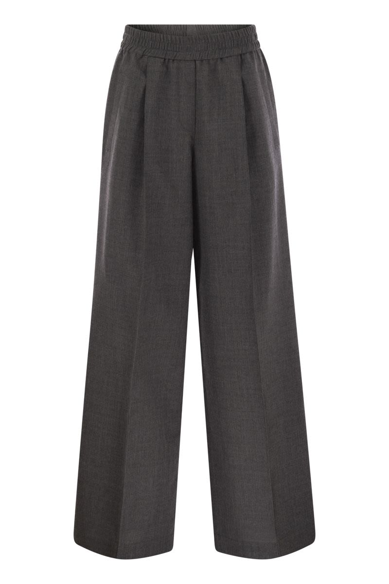 BRUNELLO CUCINELLI Loose Track Trousers in Virgin Wool - Women’s Relaxed Fit