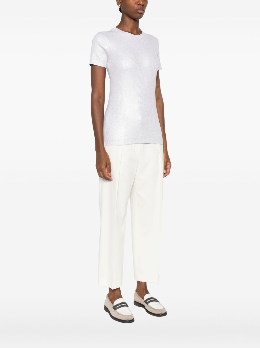 BRUNELLO CUCINELLI Cotton T-Shirt with Ribbed Texture for Women - FW25