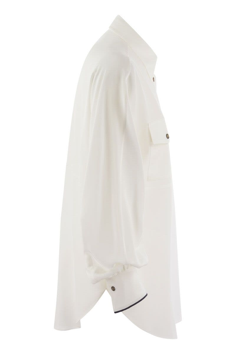 BRUNELLO CUCINELLI Silk Shirt with Snaps and Pockets