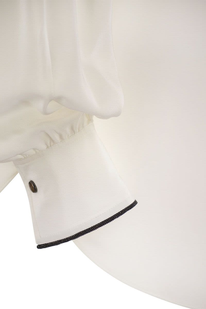 BRUNELLO CUCINELLI Silk Shirt with Snaps and Pockets