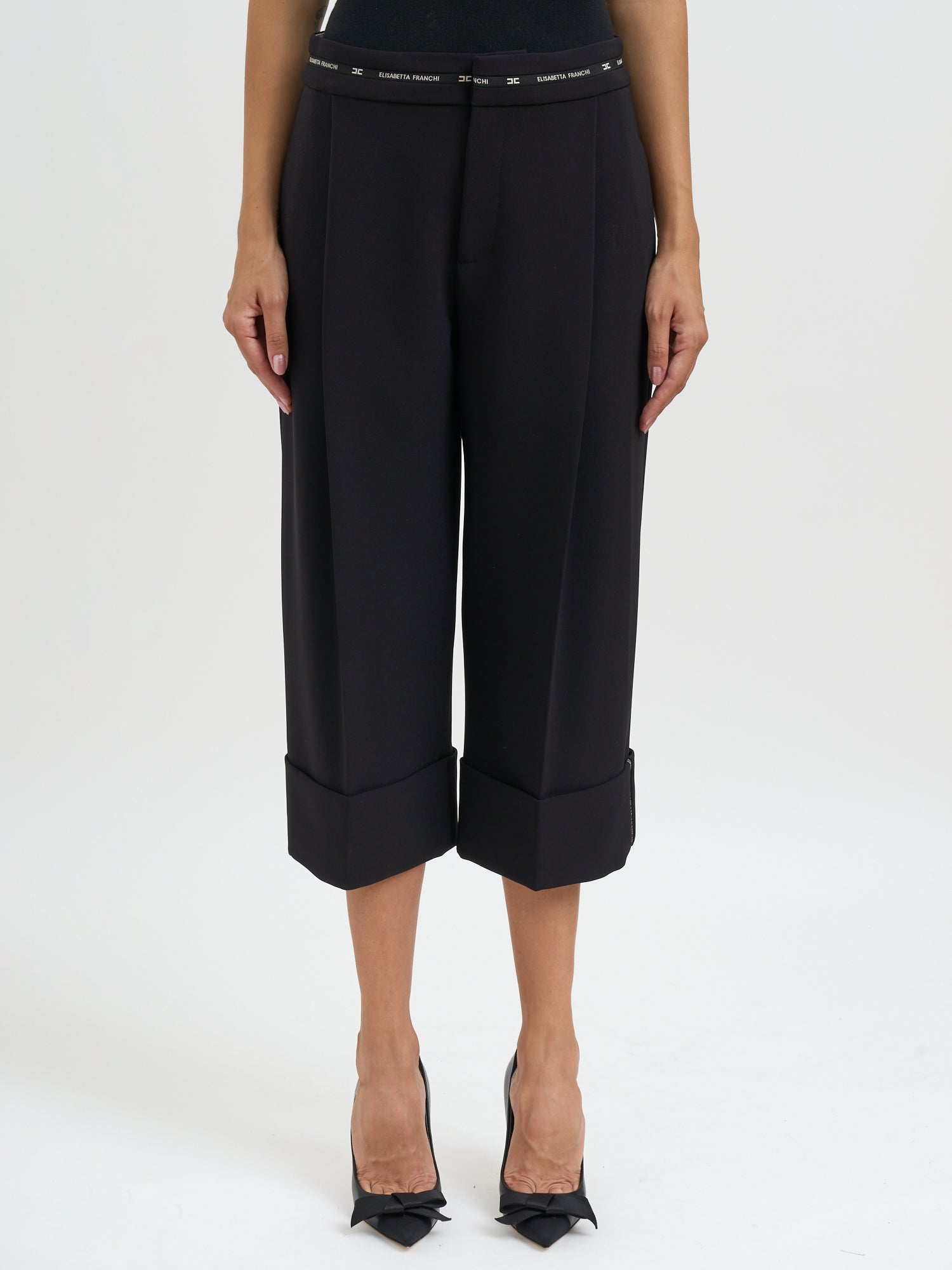 ELISABETTA FRANCHI Lightweight Crepe Bermuda Shorts - 80 cm Length