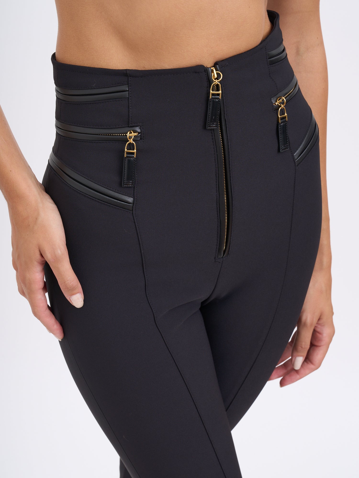 ELISABETTA FRANCHI Chic Crepe Trousers with Zip - Size 40