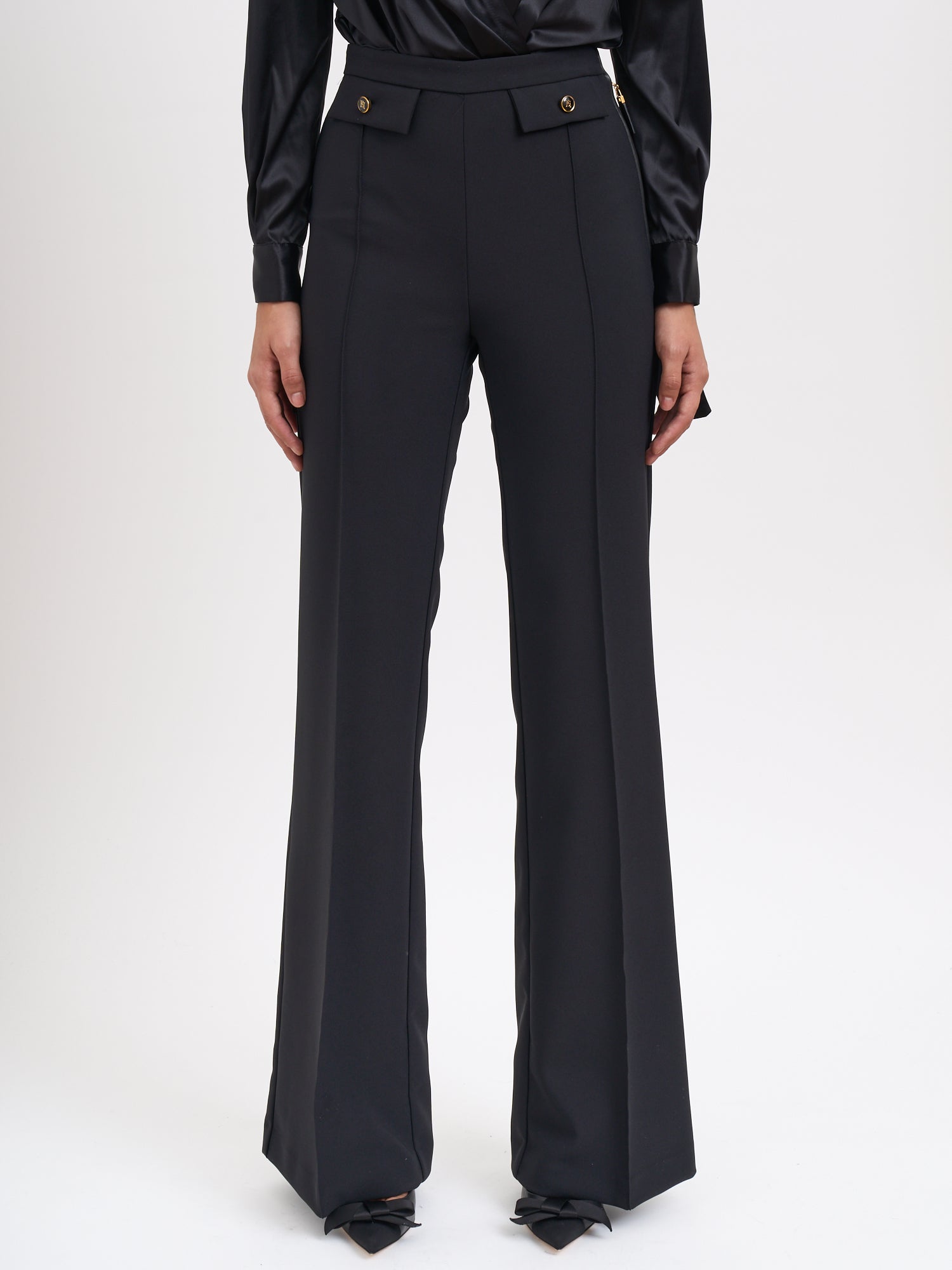 ELISABETTA FRANCHI Double Crepe Trousers Size 40