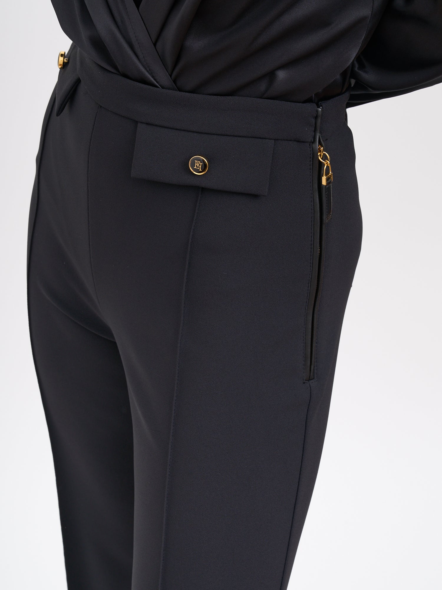 ELISABETTA FRANCHI Double Crepe Trousers Size 40