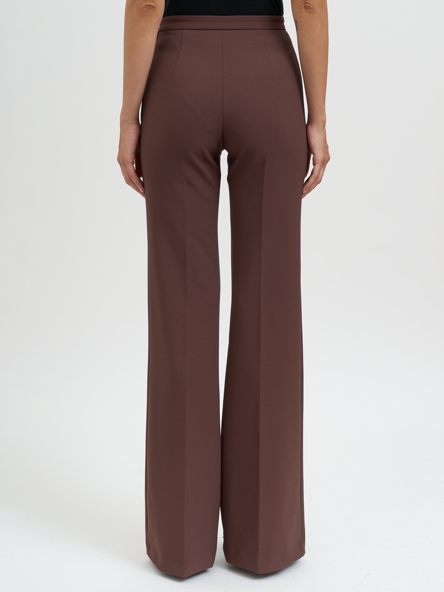 ELISABETTA FRANCHI Chic Double Crepe Palazzo Trousers (Size 40)
