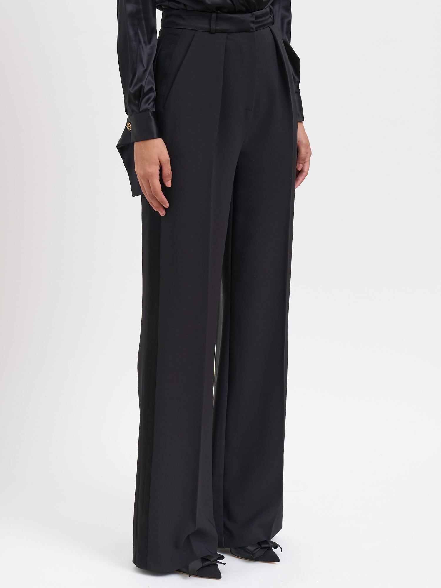 ELISABETTA FRANCHI Trousers with Tuxedo Details - Size 40