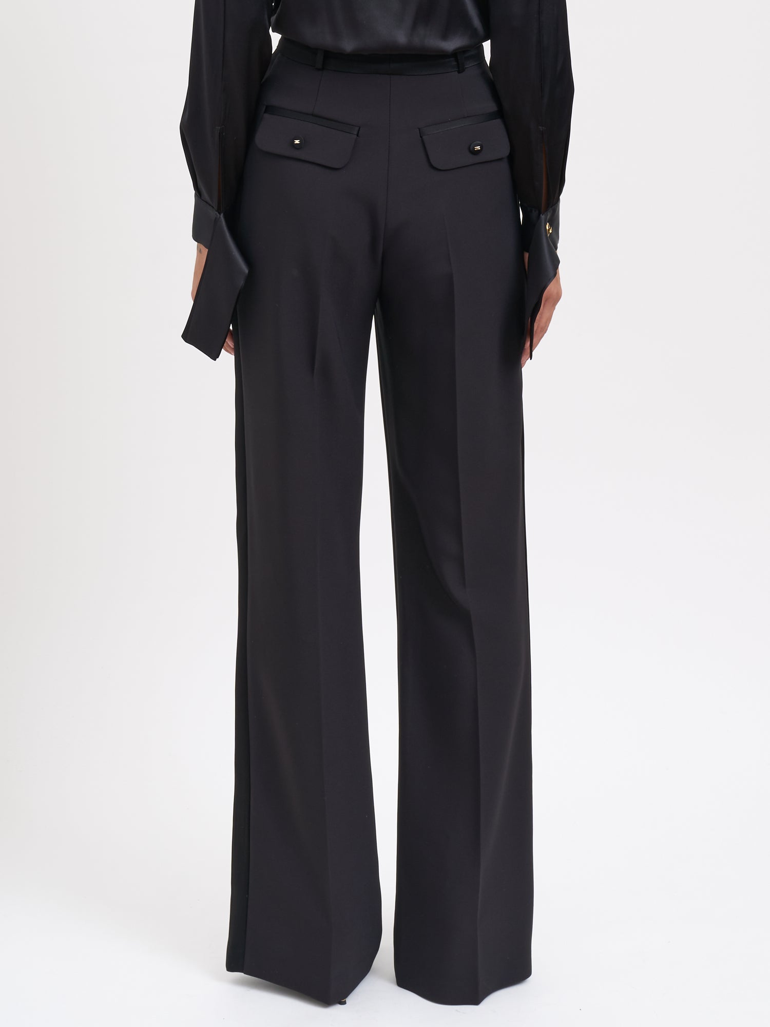ELISABETTA FRANCHI Trousers with Tuxedo Details - Size 40