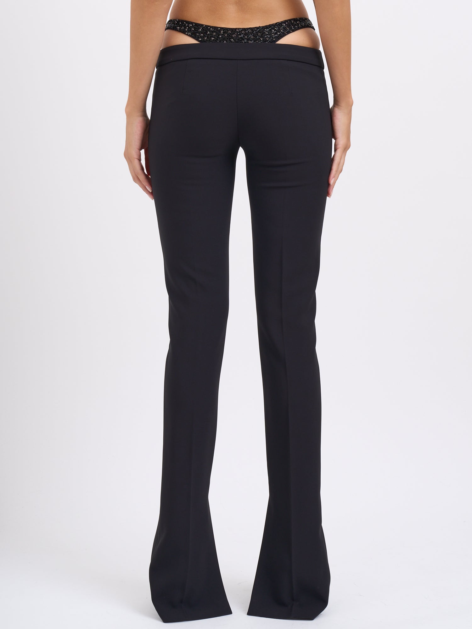 ELISABETTA FRANCHI Crystal-Embellished Pants, Length 111 cm for Size 40