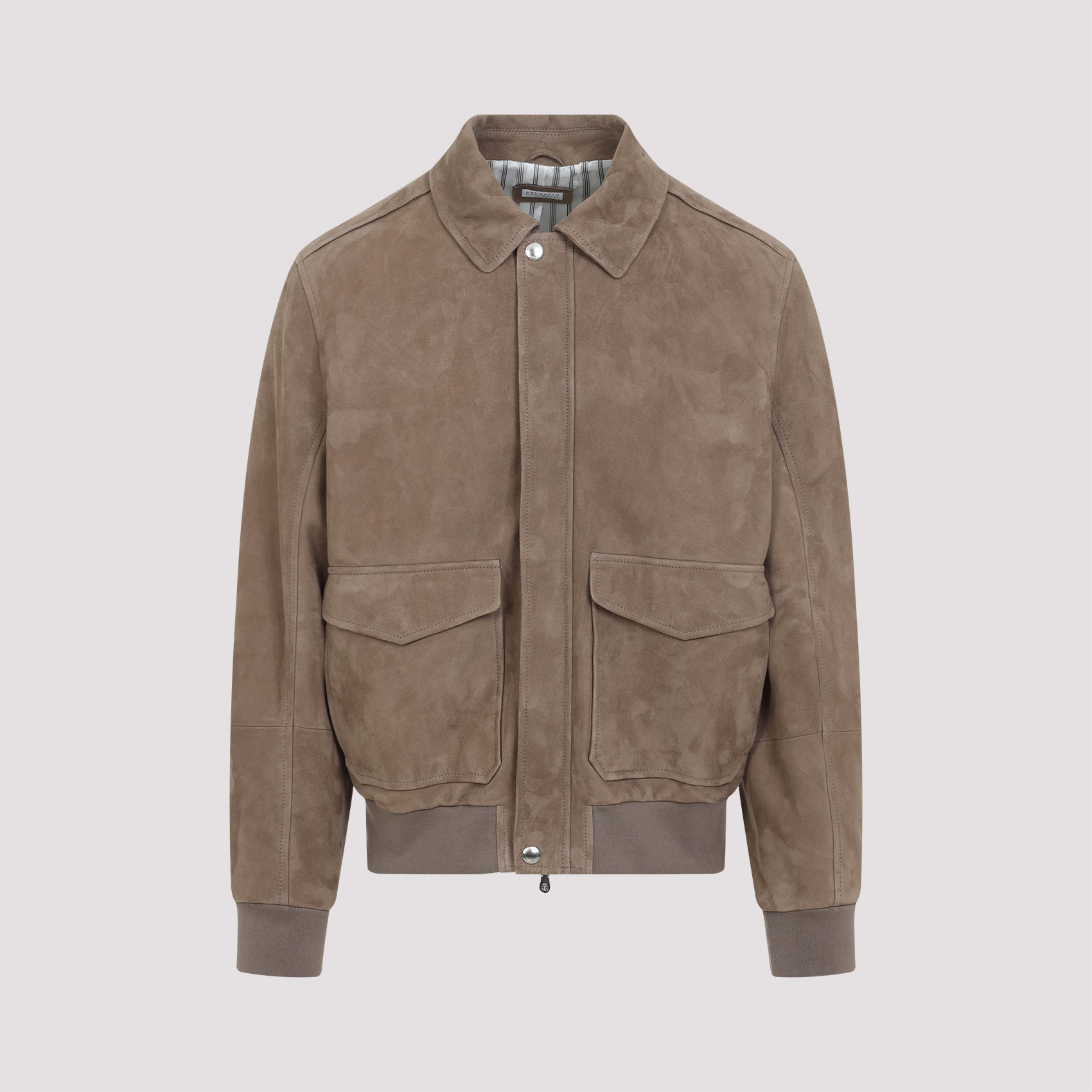 BRUNELLO CUCINELLI Men's Suede Leather Bomber Jacket