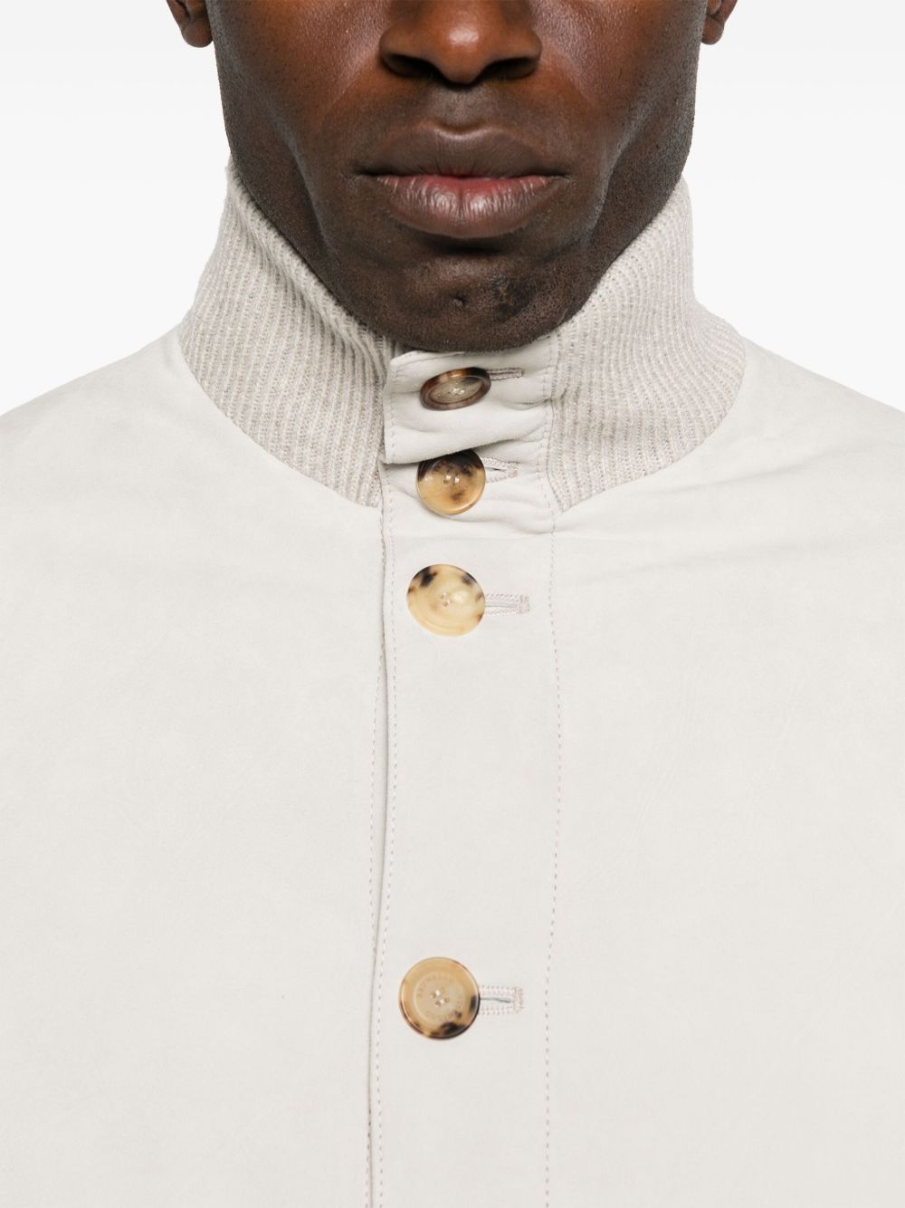 BRUNELLO CUCINELLI Men's Leather and Wool Bomber Jacket