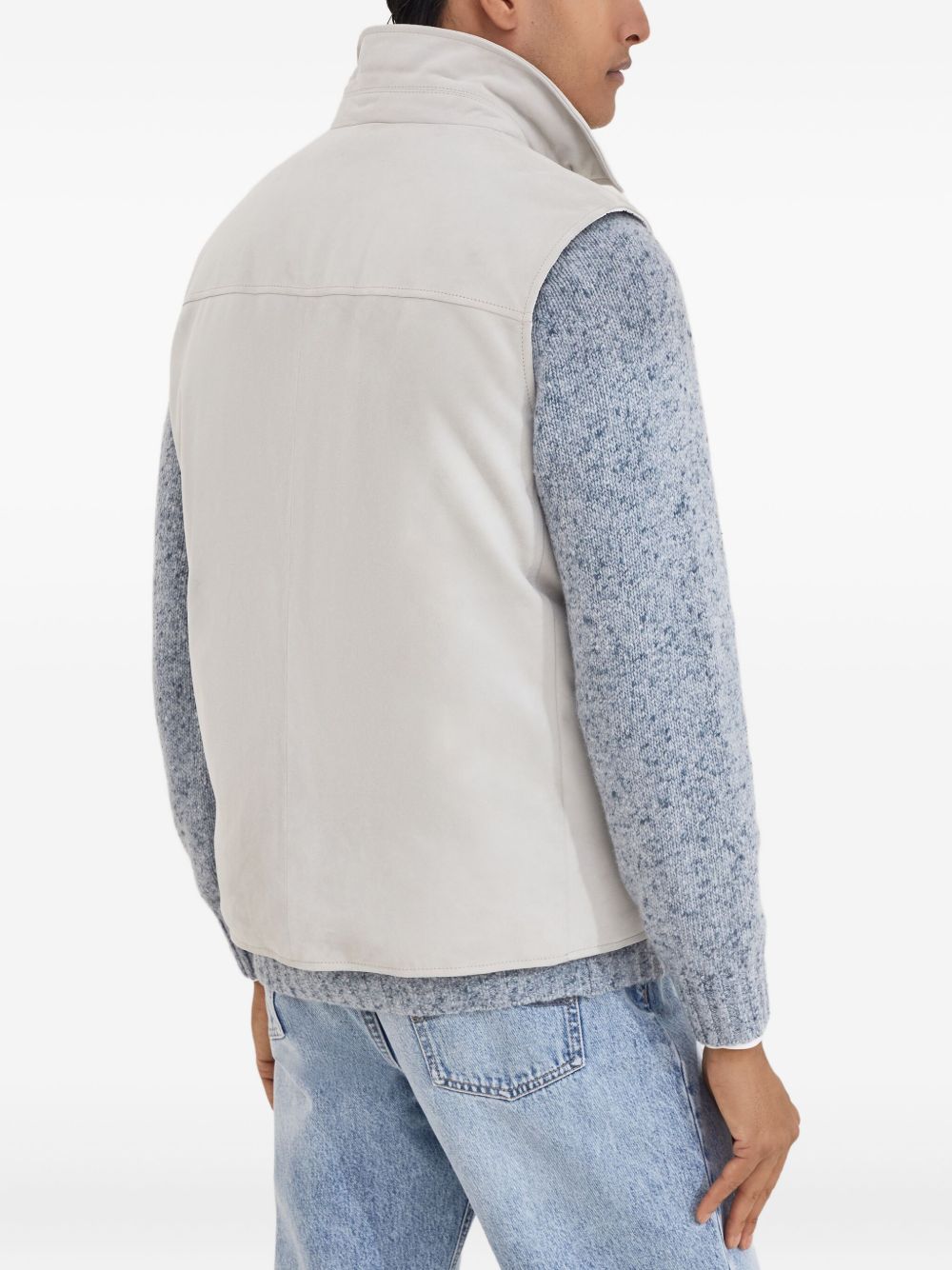 BRUNELLO CUCINELLI Men's Leather Down Vest - Classic Style