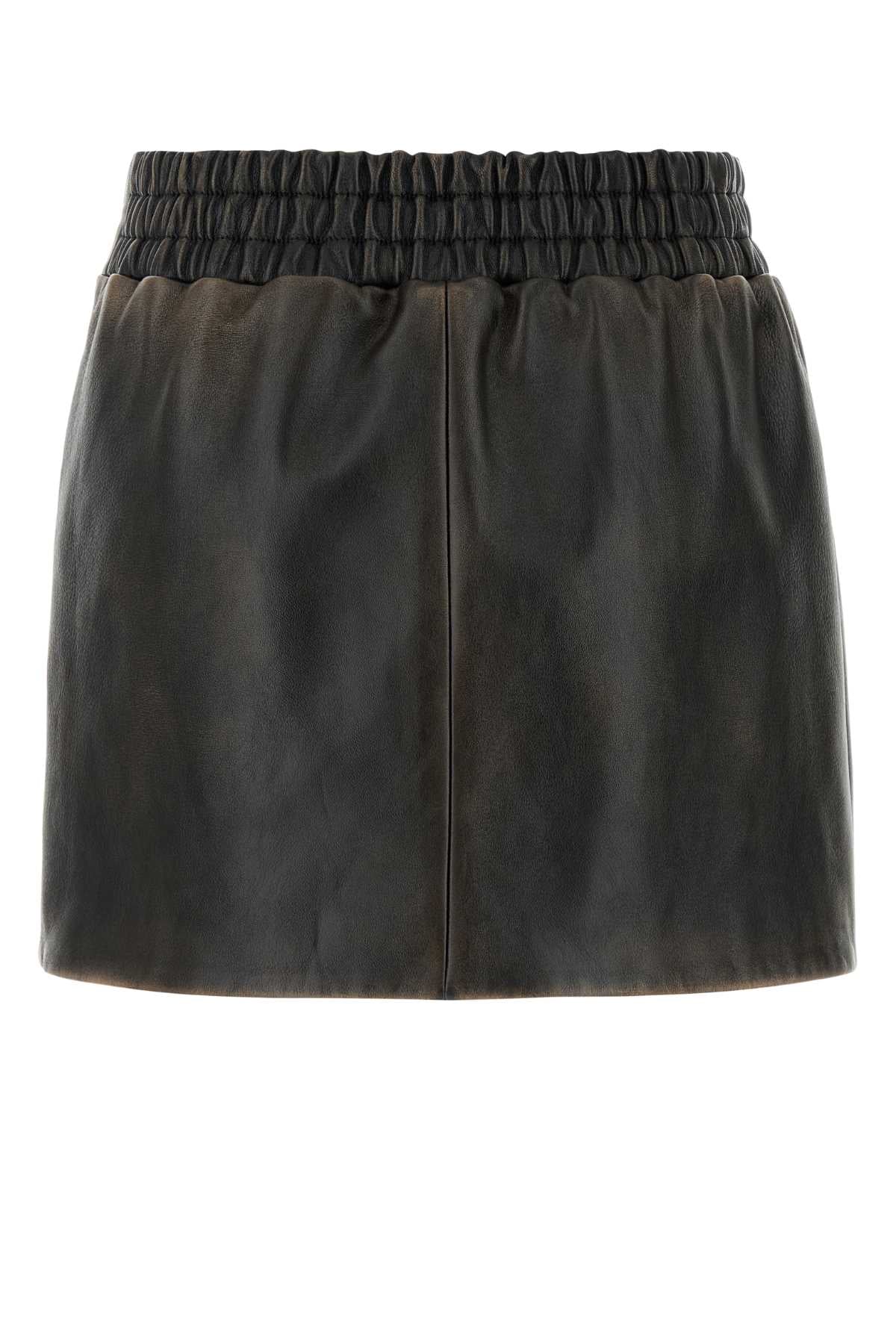 MIU MIU Chic Nappa Leather Mini Skirt