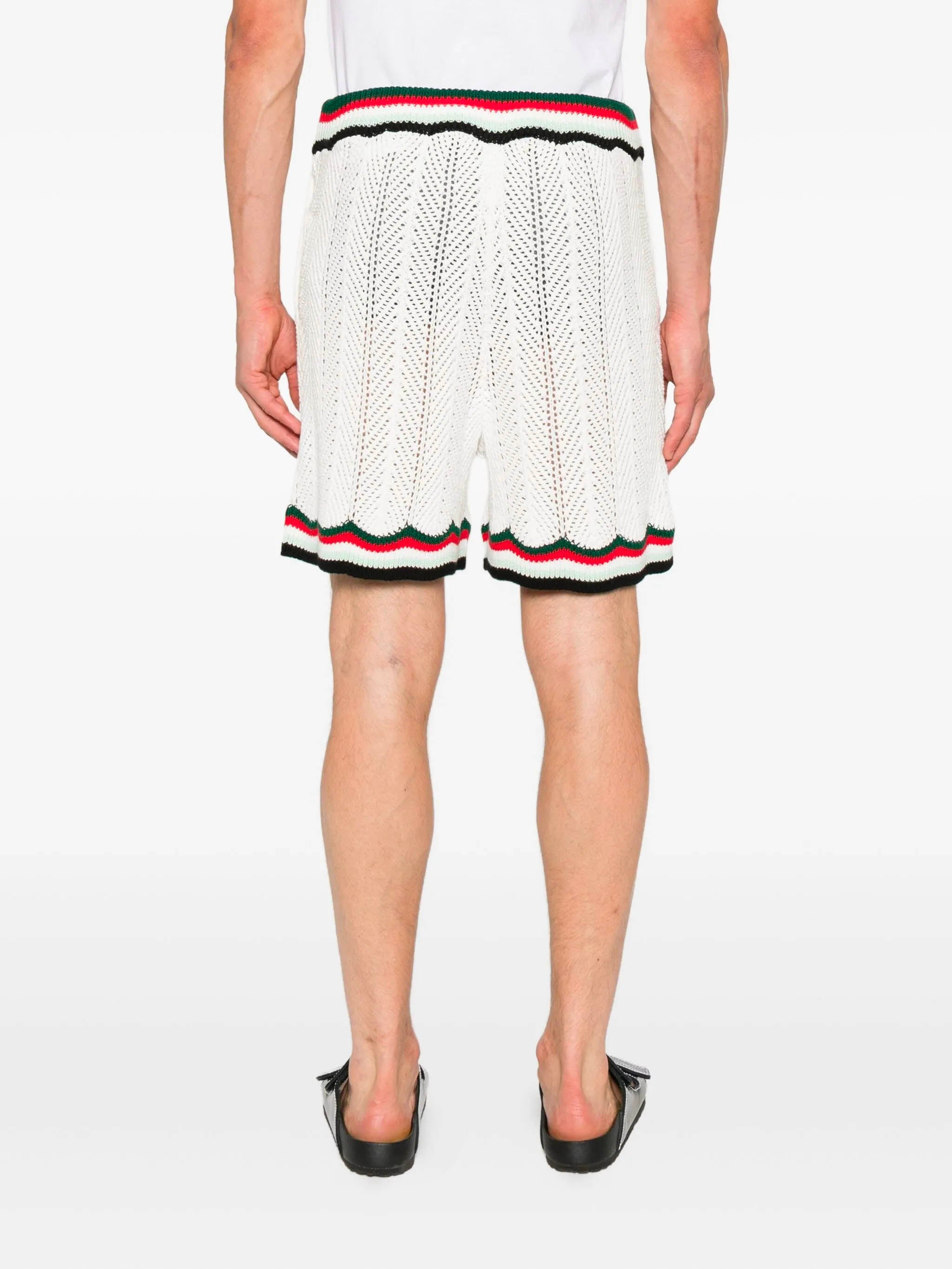 CASABLANCA Cotton Chevron Crochet Mini Shorts - Size M