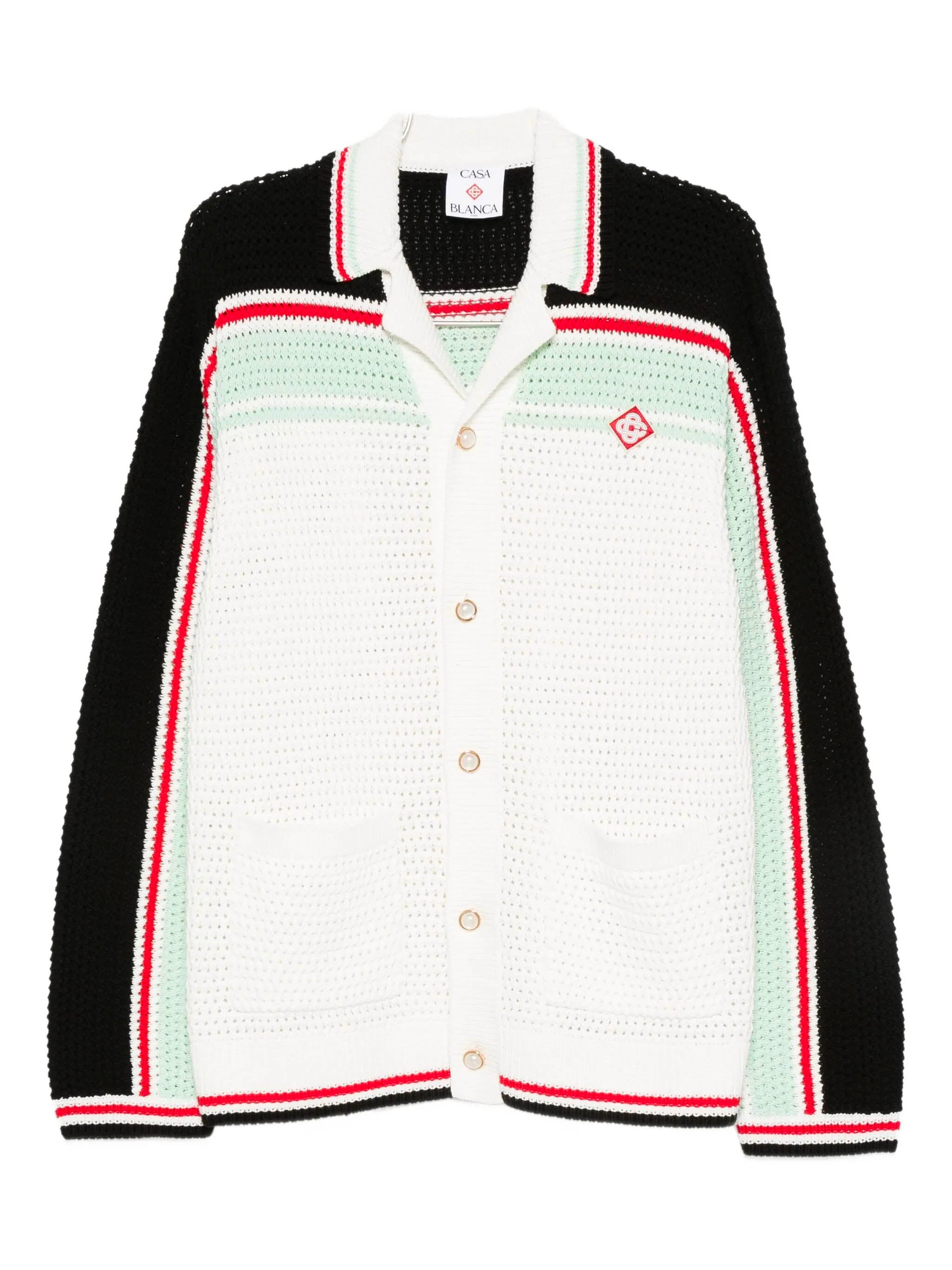 CASABLANCA Oversized Crochet Cotton Tennis Shirt - Size M