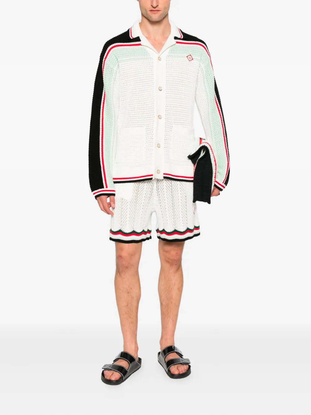 CASABLANCA Oversized Crochet Cotton Tennis Shirt - Size M