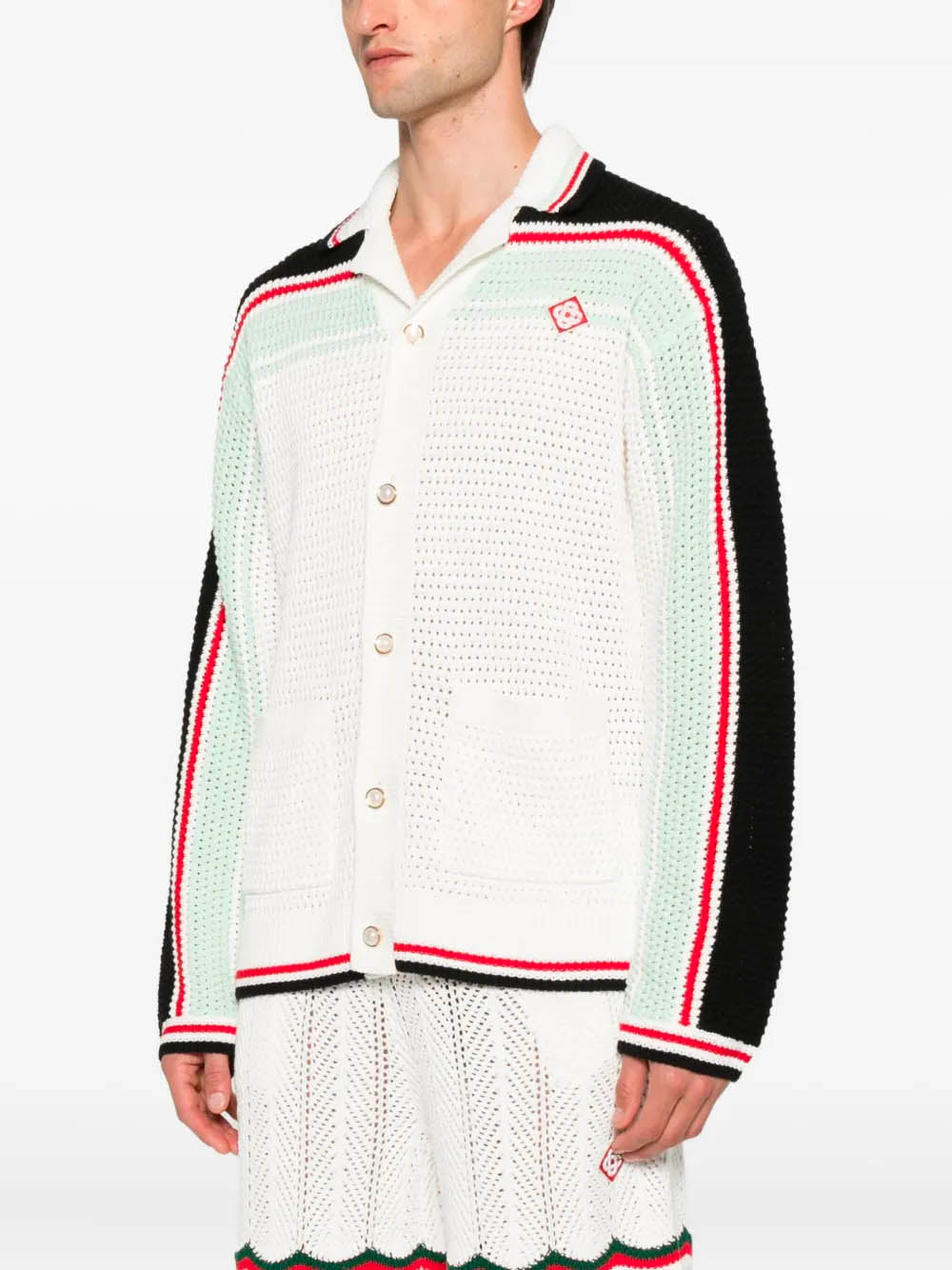 CASABLANCA Oversized Crochet Cotton Tennis Shirt - Size M