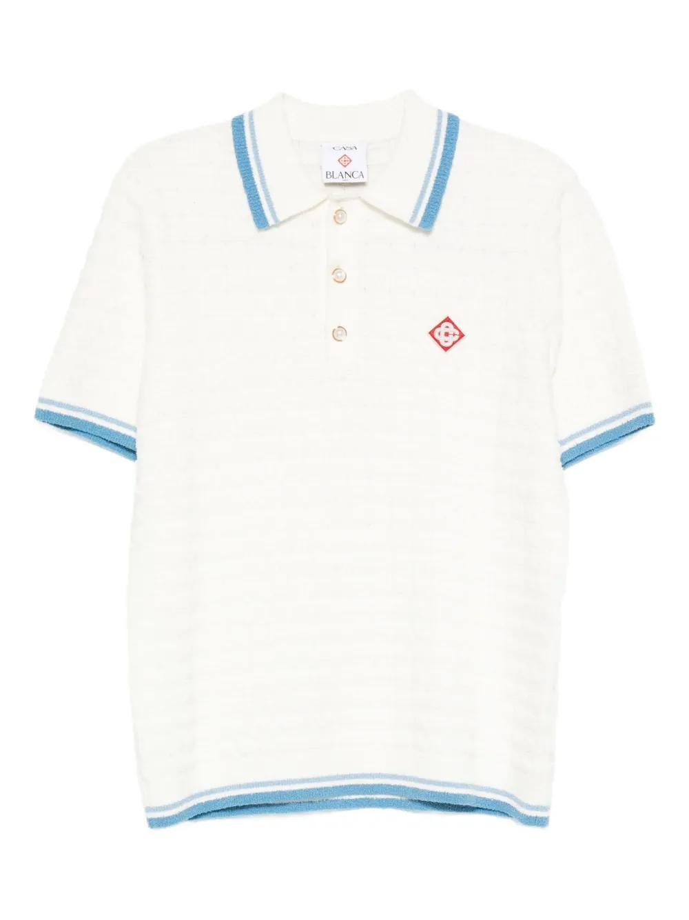 CASABLANCA Striped Trim Polo Shirt - FW25 Edition