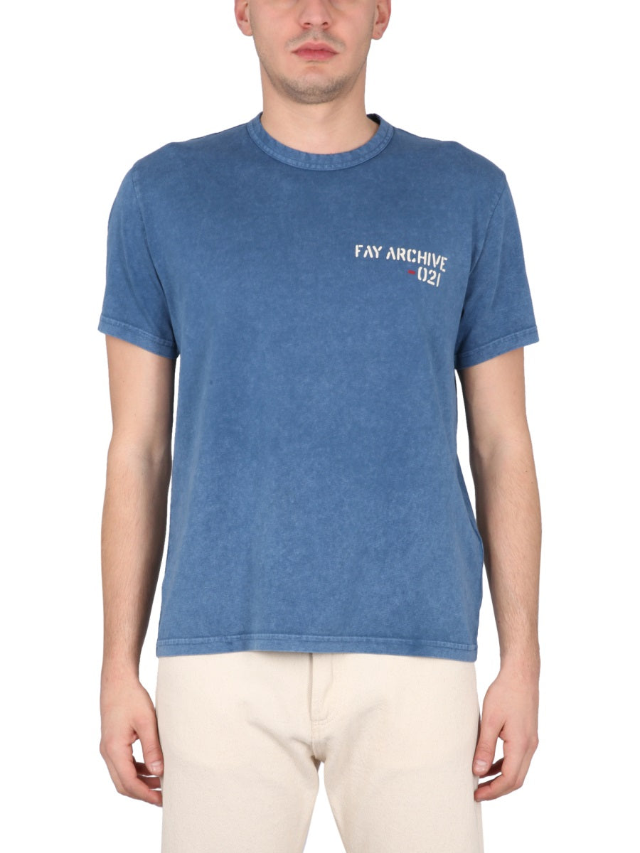 FAY Crewneck T-Shirt with Eye-Catching Chest Logo Print