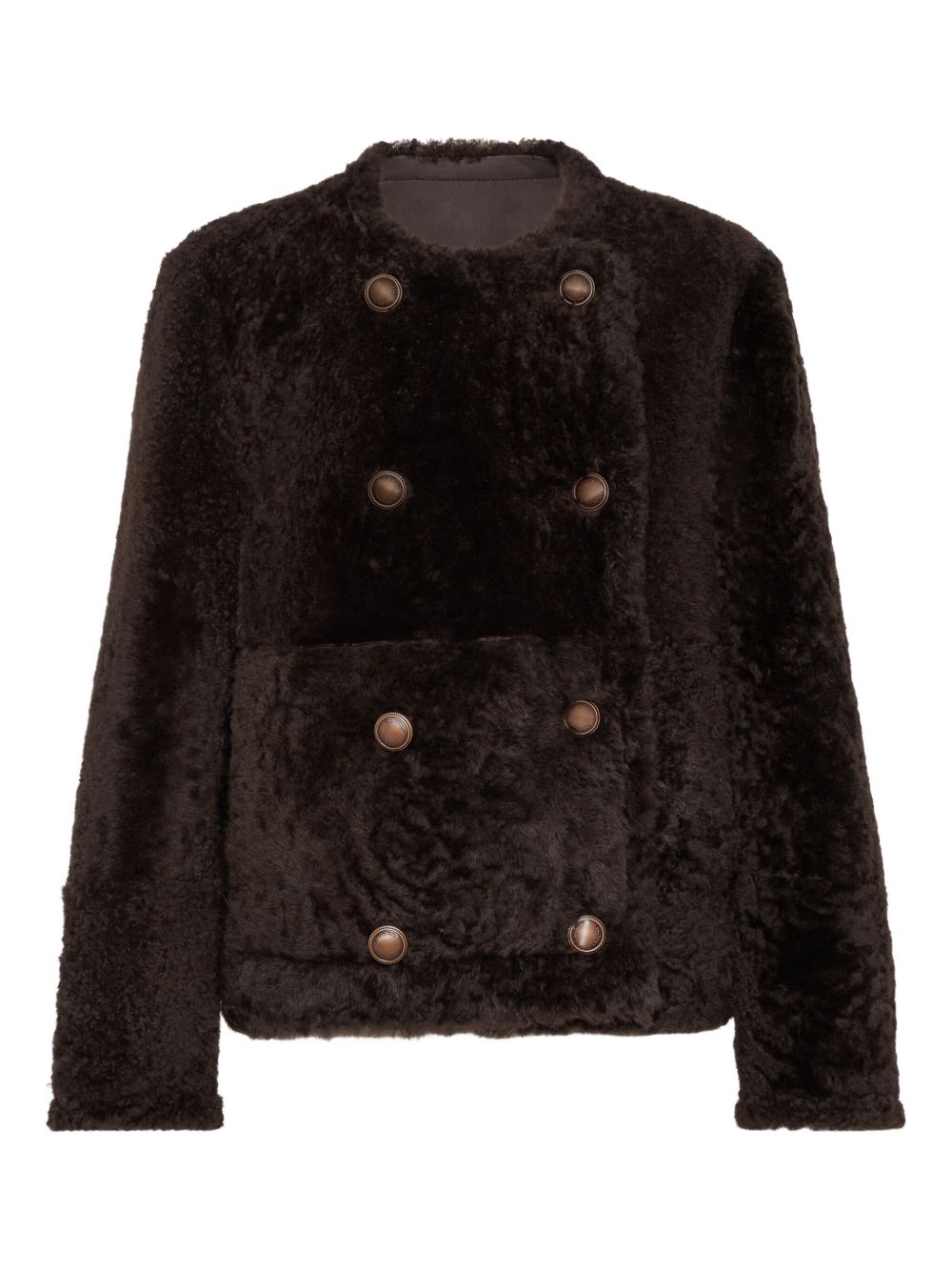 BRUNELLO CUCINELLI Reversible Crop Peacoat in Soft Shearling