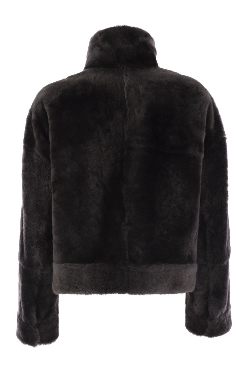 BRUNELLO CUCINELLI Shearling Outerwear with Shiny Zip