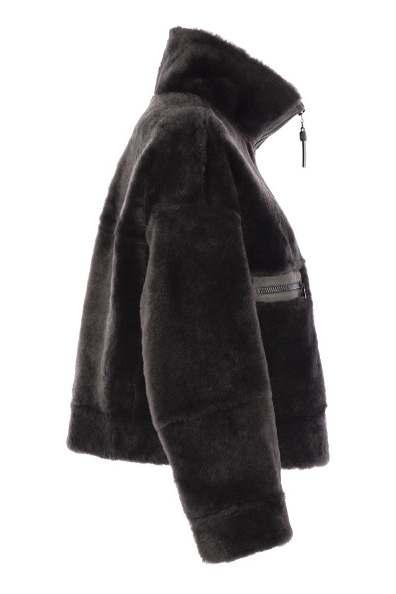 BRUNELLO CUCINELLI Shearling Outerwear with Shiny Zip