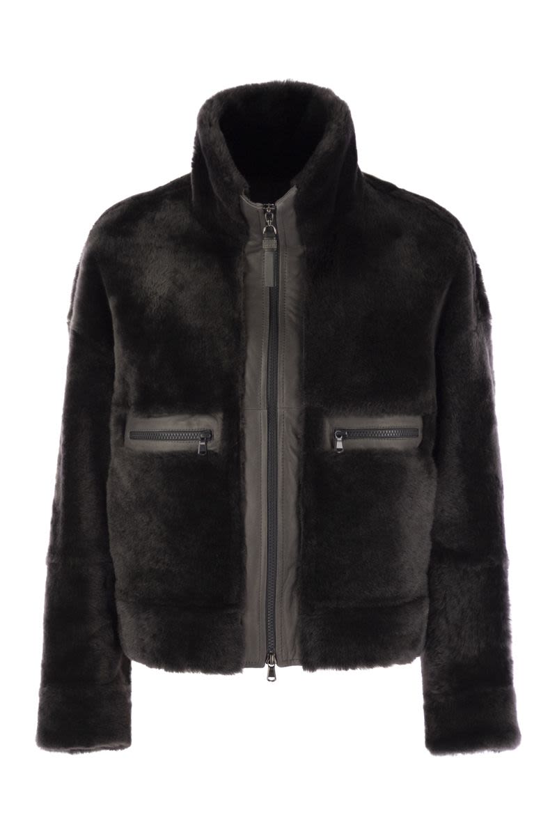 BRUNELLO CUCINELLI Shearling Outerwear with Shiny Zip
