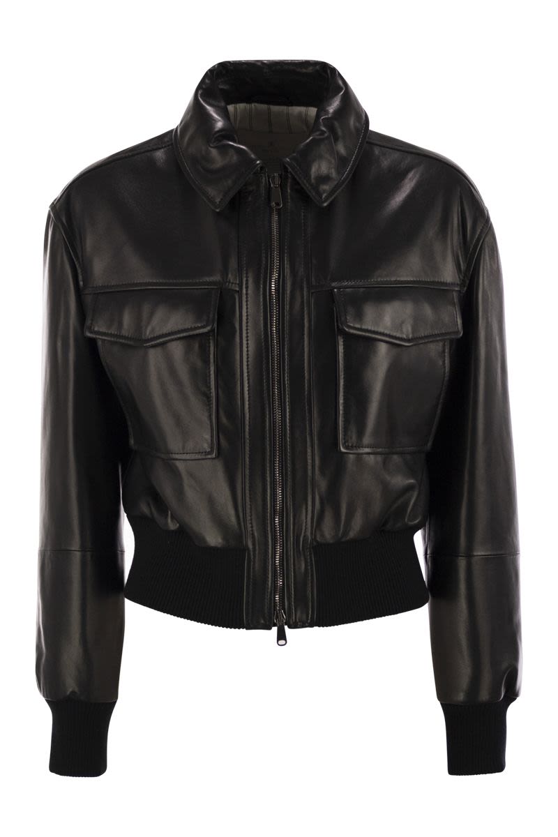 BRUNELLO CUCINELLI Mini Leather Bomber Jacket with Jewelry