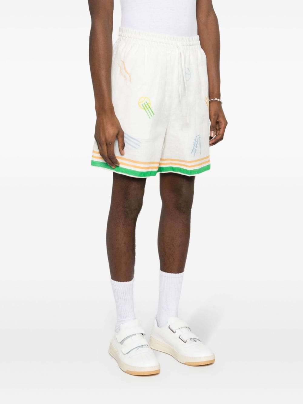 CASABLANCA Printed Linen Shorts for Men