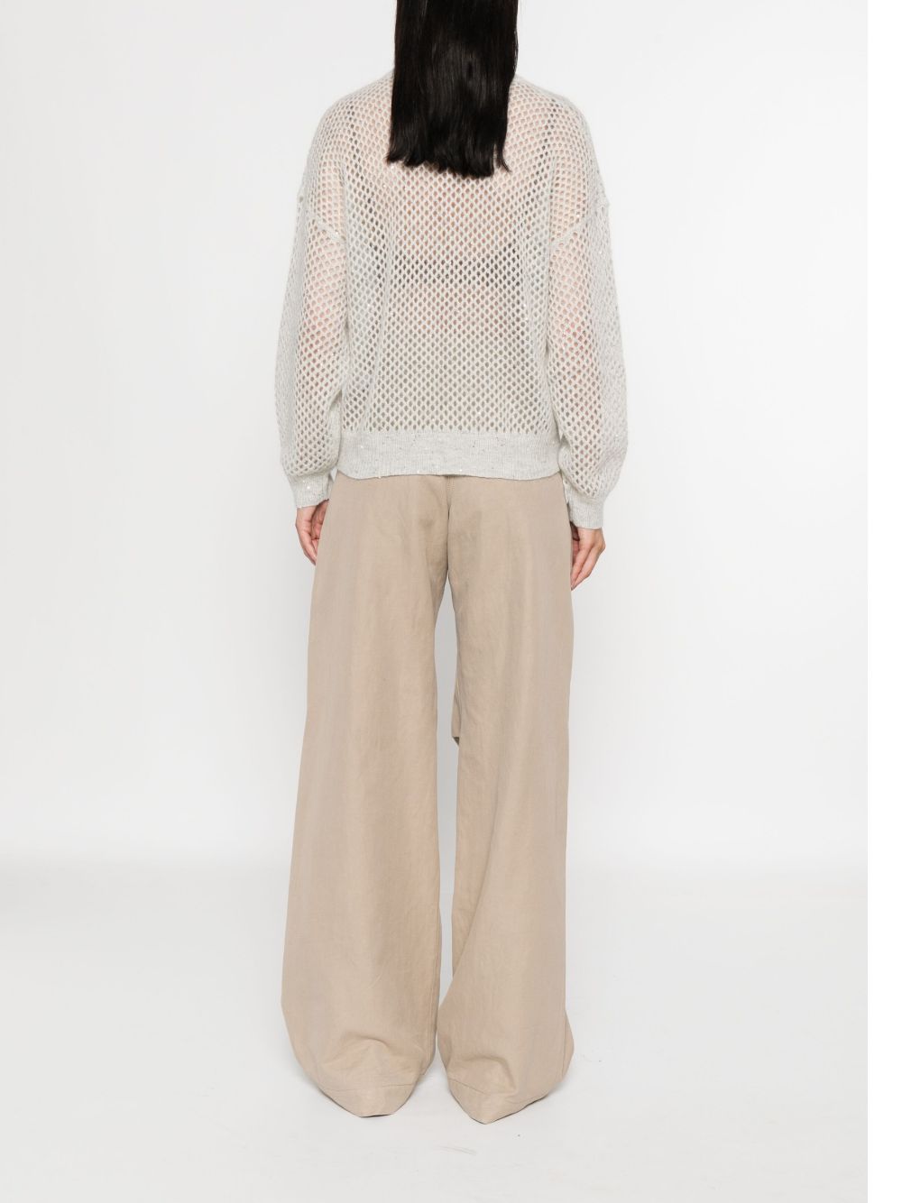 BRUNELLO CUCINELLI Women's Open-Knit Sweater with Subtle Shimmer