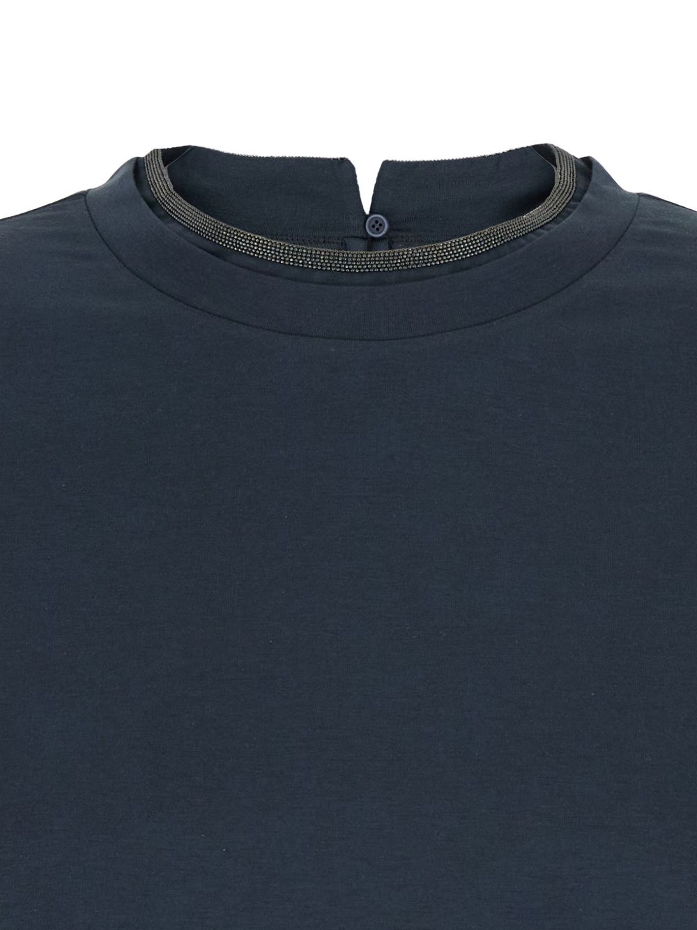 BRUNELLO CUCINELLI Cotton T-Shirt with Keyhole Opening - Crew Neck, Rolled Cuff Sleeves