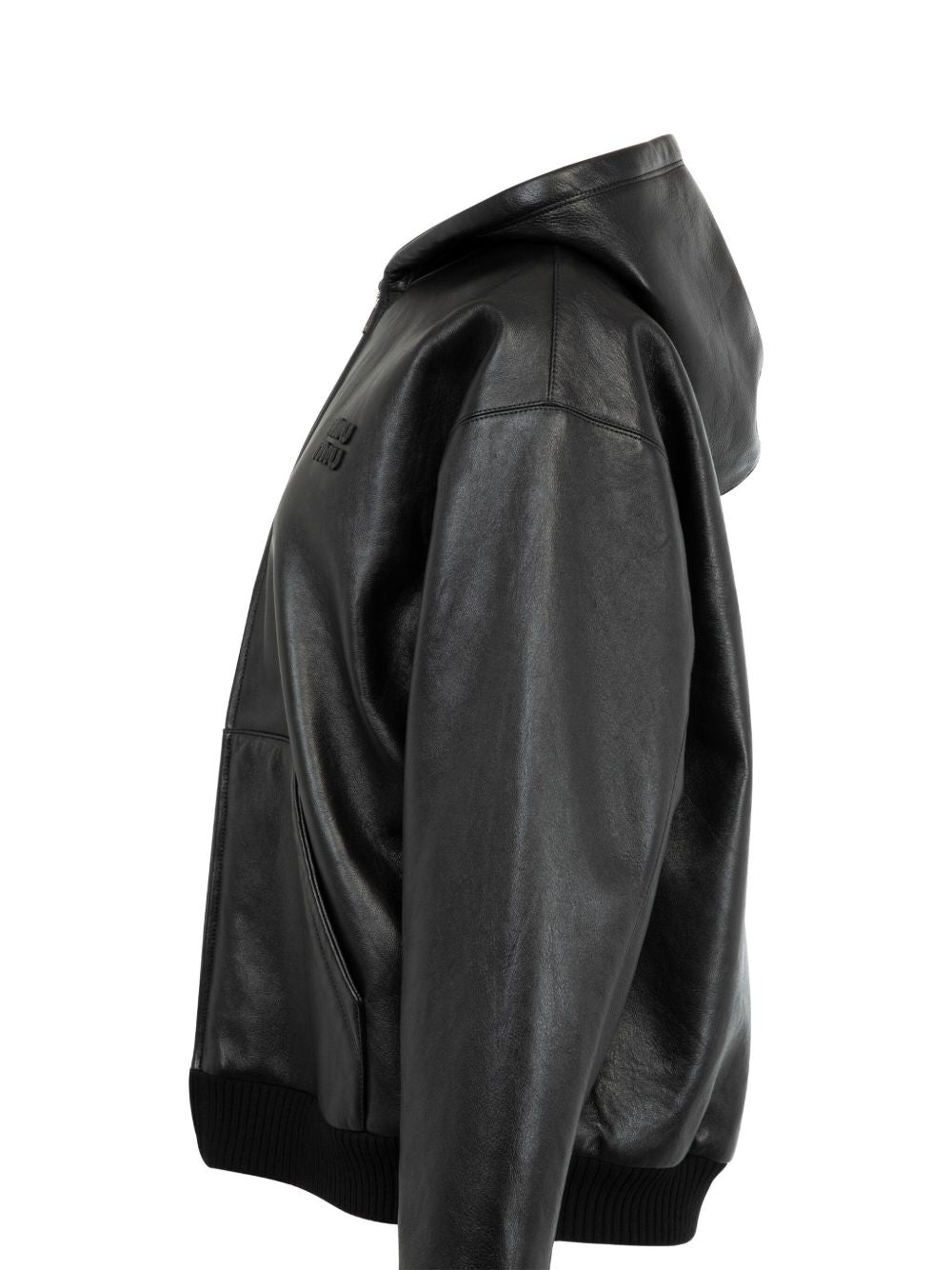 MIU MIU Women's Leather Jacket with Hood