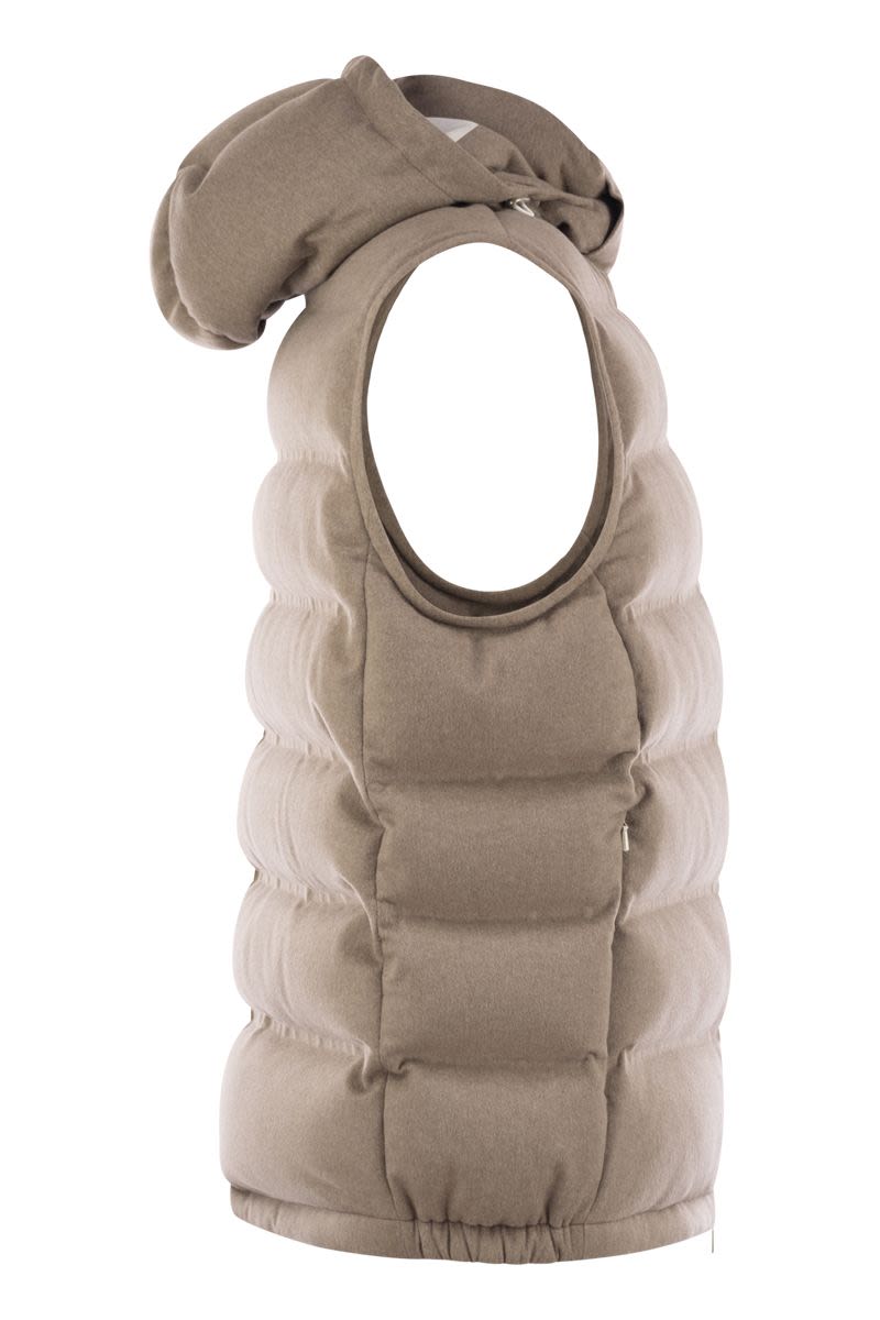 BRUNELLO CUCINELLI Men's Sleeveless Wool Down Jacket with Detachable Hood