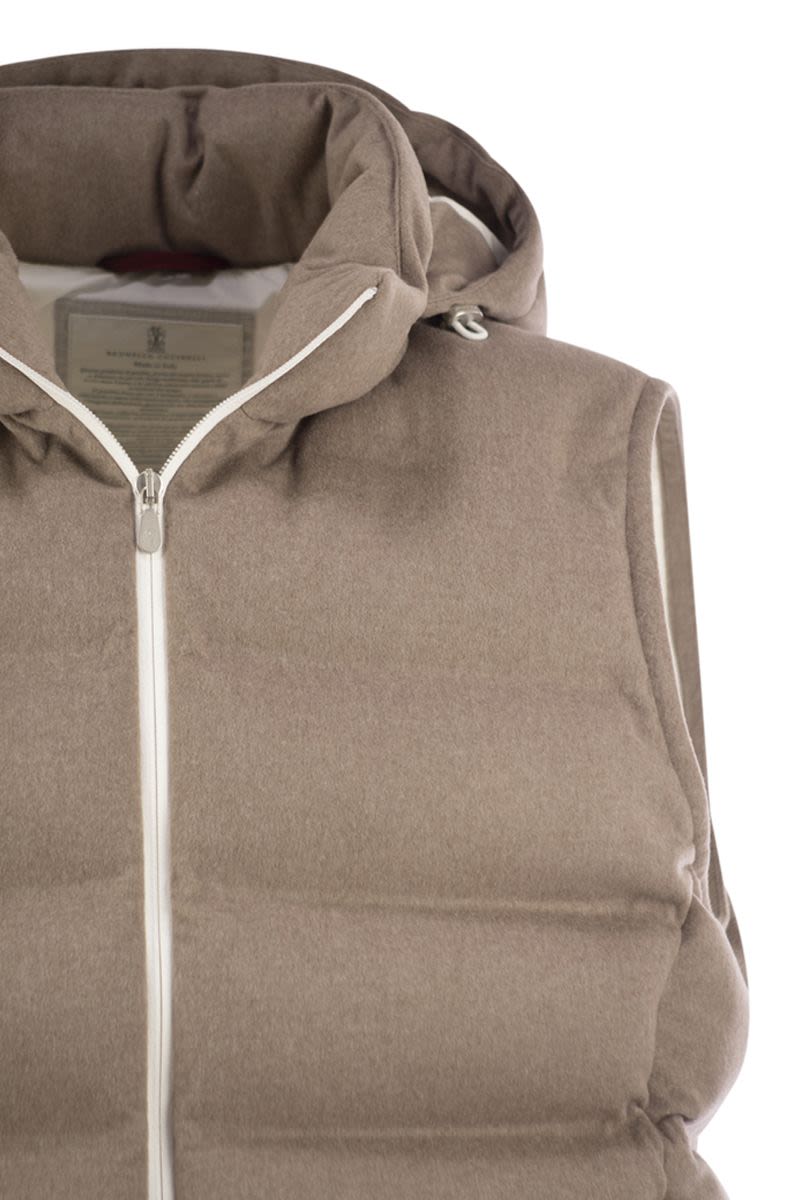 BRUNELLO CUCINELLI Men's Sleeveless Wool Down Jacket with Detachable Hood