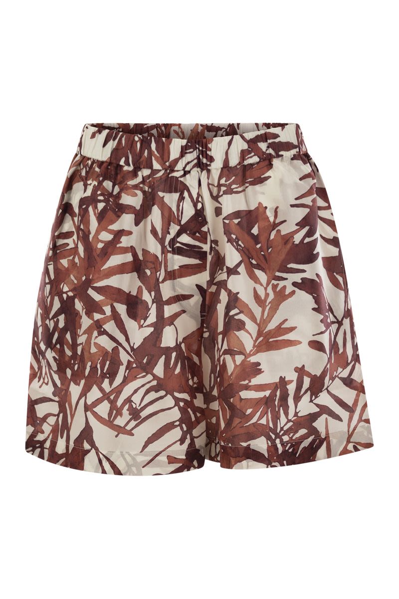 BRUNELLO CUCINELLI Silk Pongee Herbarium Print Mini Shorts