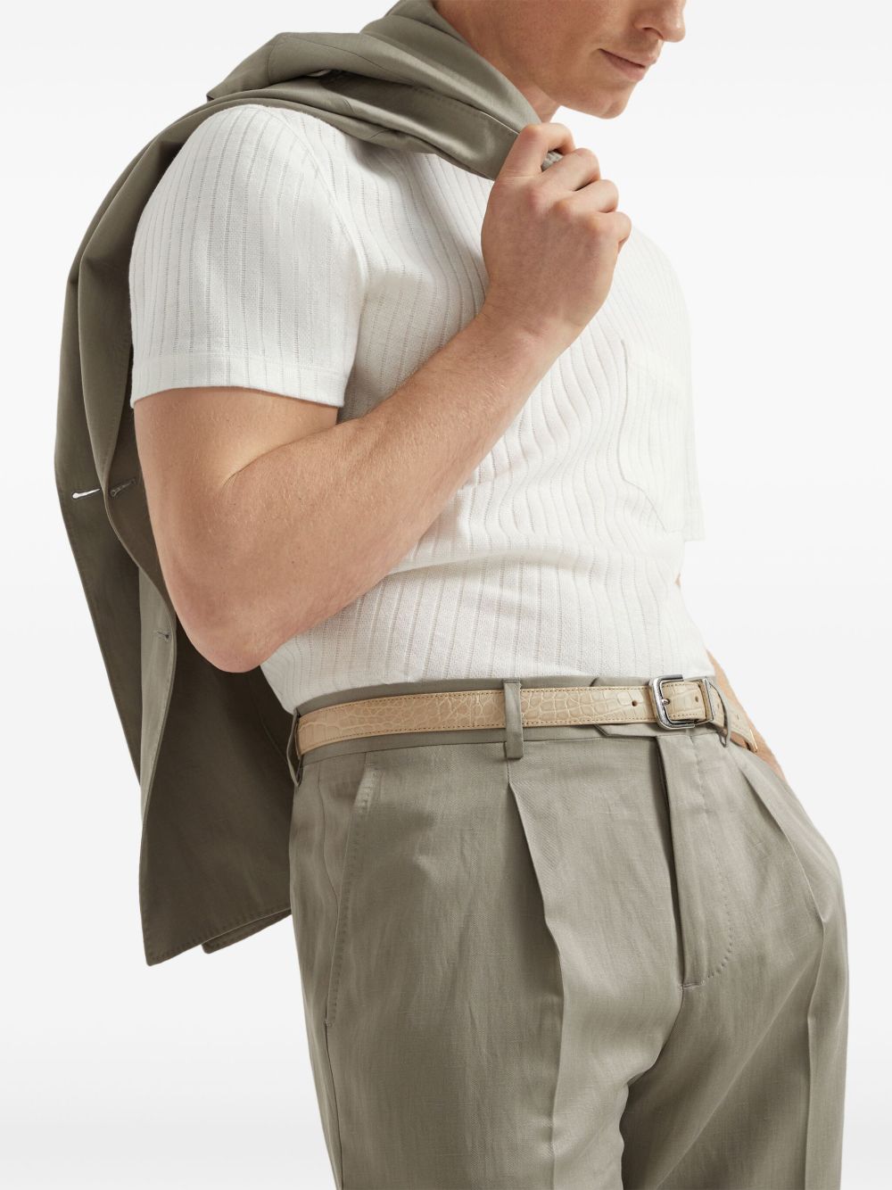 BRUNELLO CUCINELLI Men's Double-Breasted Silk and Linen Jacket