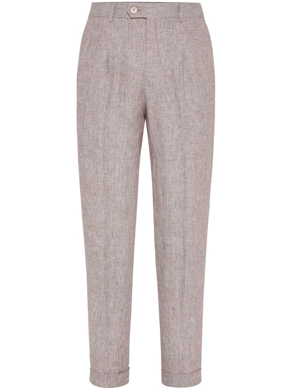 BRUNELLO CUCINELLI Eco Linen Trousers for Men with Off-Centre Front Button Fastening