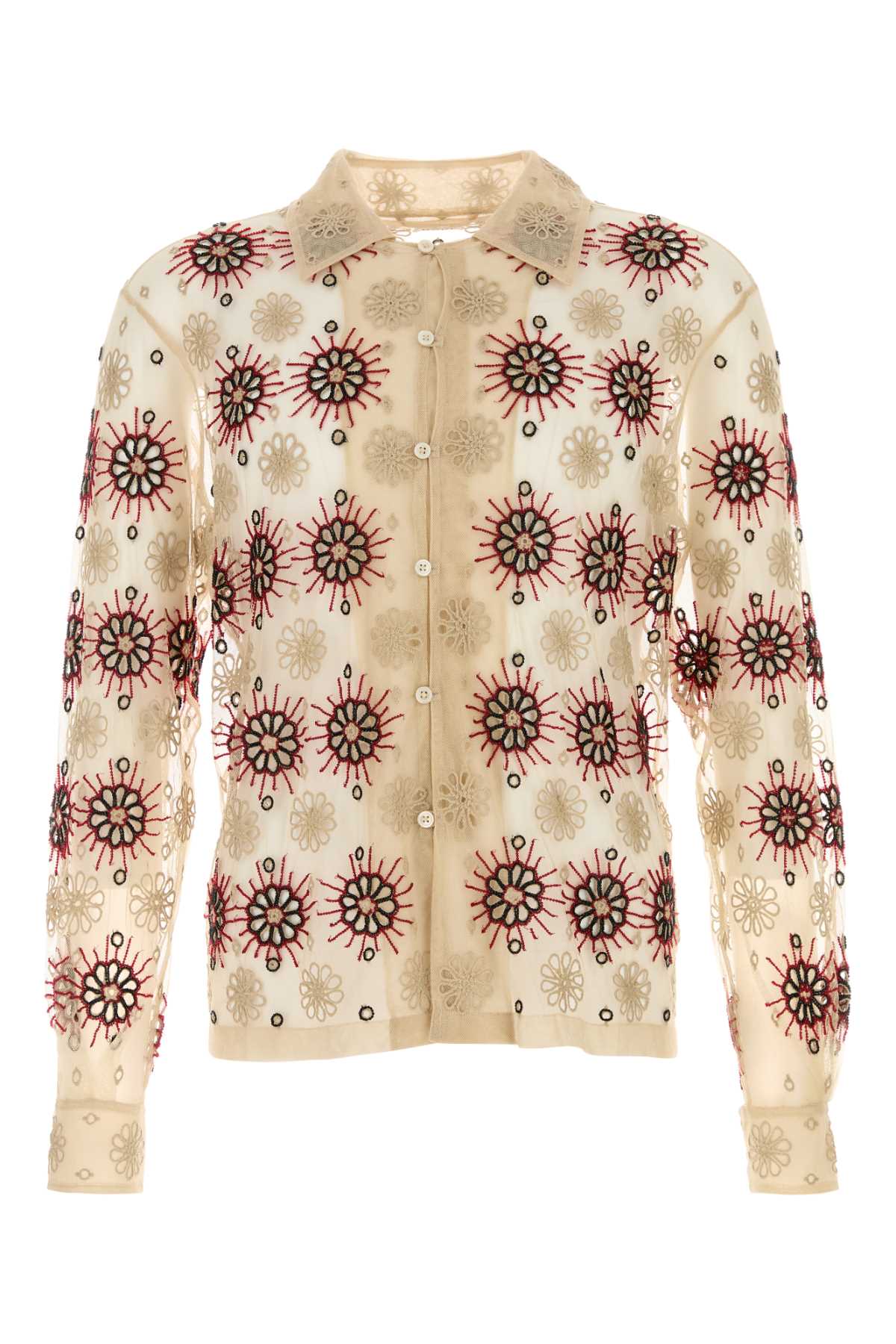 BODE Embellished Tulle Solarium Long Sleeve Shirt