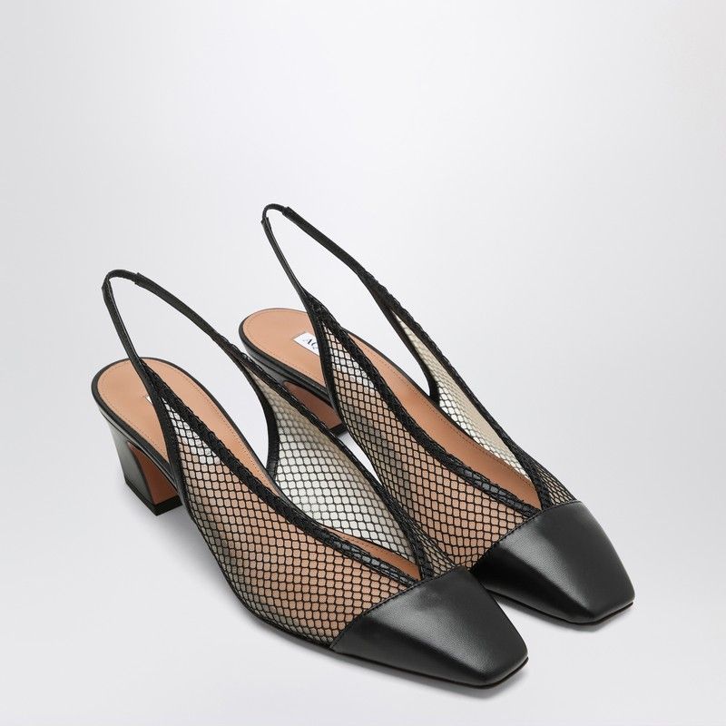 AQUAZZURA Margot Slingbacks in Mesh and Leather