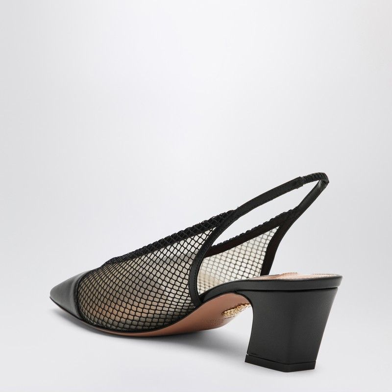 AQUAZZURA Margot Slingbacks in Mesh and Leather